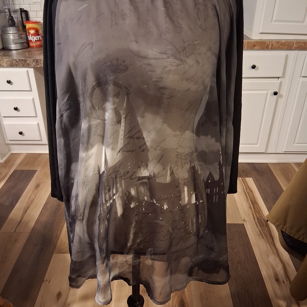 Torrid Gray and Black Sheer Top